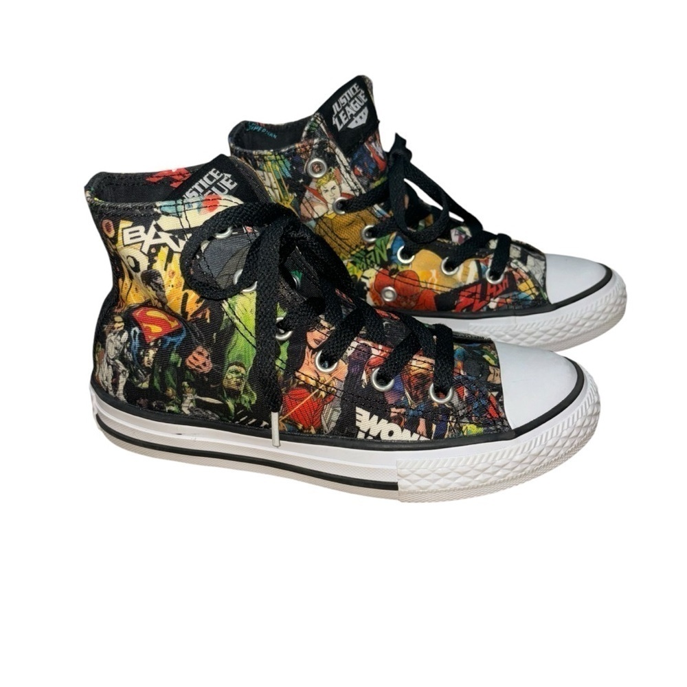 Converse All Star Youth Size 13 High Top Sneakers Justice League DC Comics Black